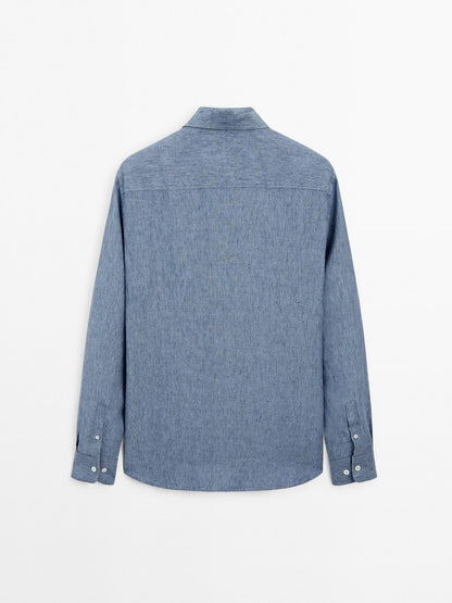 Regular fit faded linen shirt