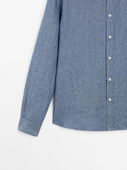 Regular fit faded linen shirt