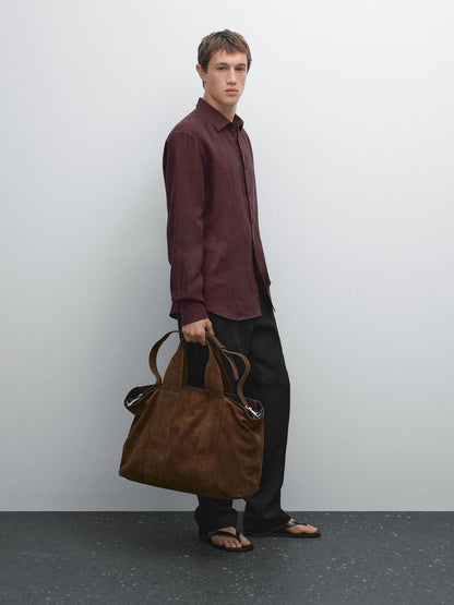 Regular fit faded linen shirt