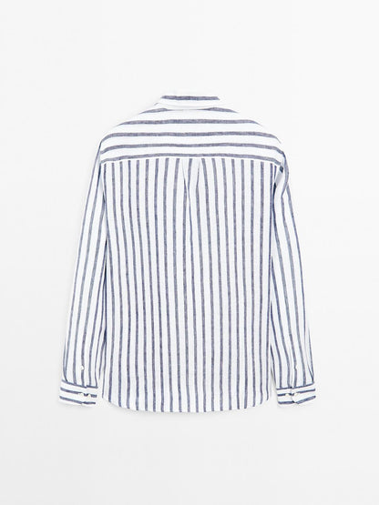 Regular fit striped linen shirt