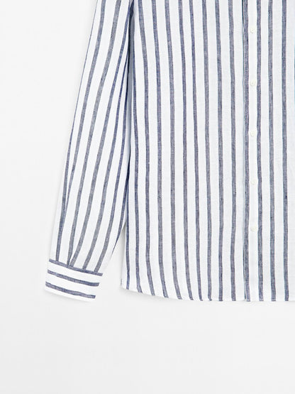 Regular fit striped linen shirt