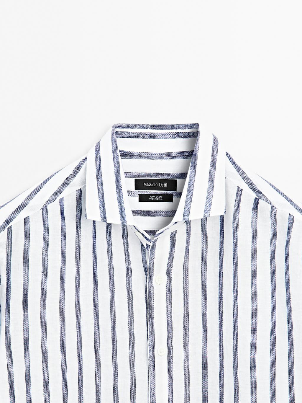 Regular fit striped linen shirt
