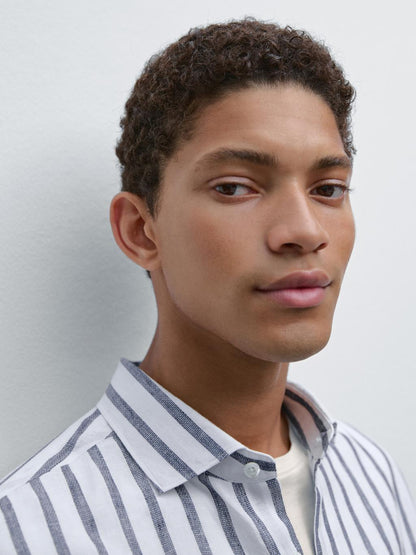 Regular fit striped linen shirt