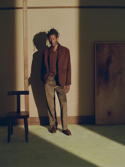 Relaxed fit corduroy denim-effect trousers