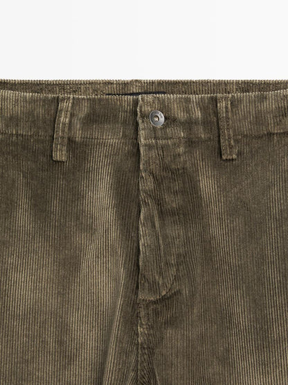 Relaxed fit corduroy denim-effect trousers