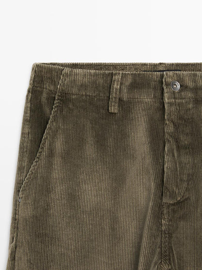 Relaxed fit corduroy denim-effect trousers
