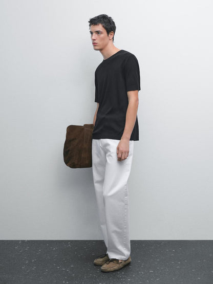 100% cotton T-shirt with ribbed trims