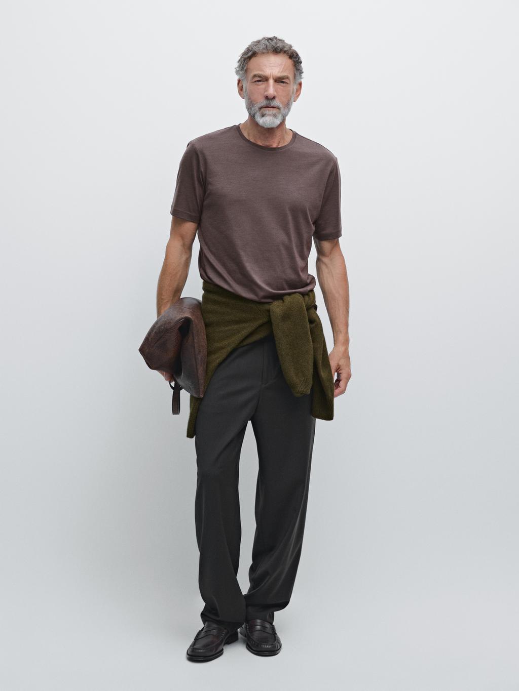 Short sleeve wool blend T-shirt