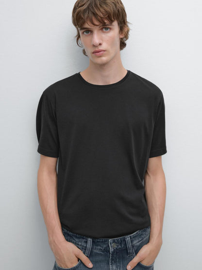 Short sleeve wool blend T-shirt