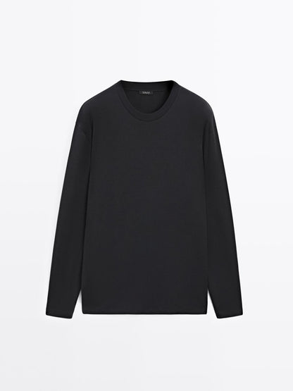 Long sleeve medium weight cotton T-shirt