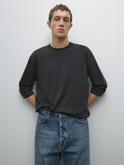 Long sleeve medium weight cotton T-shirt