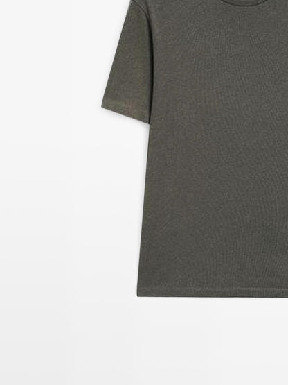 Lightweight short sleeve cotton melange T-shirt