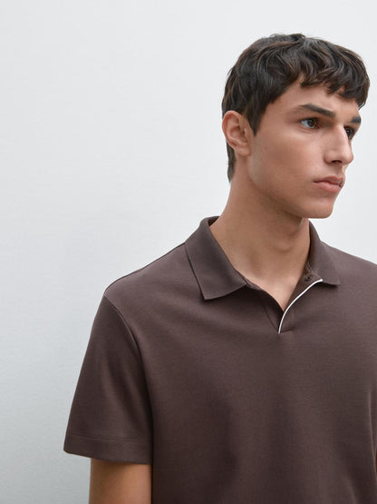 Short sleeve polo shirt with placket detail