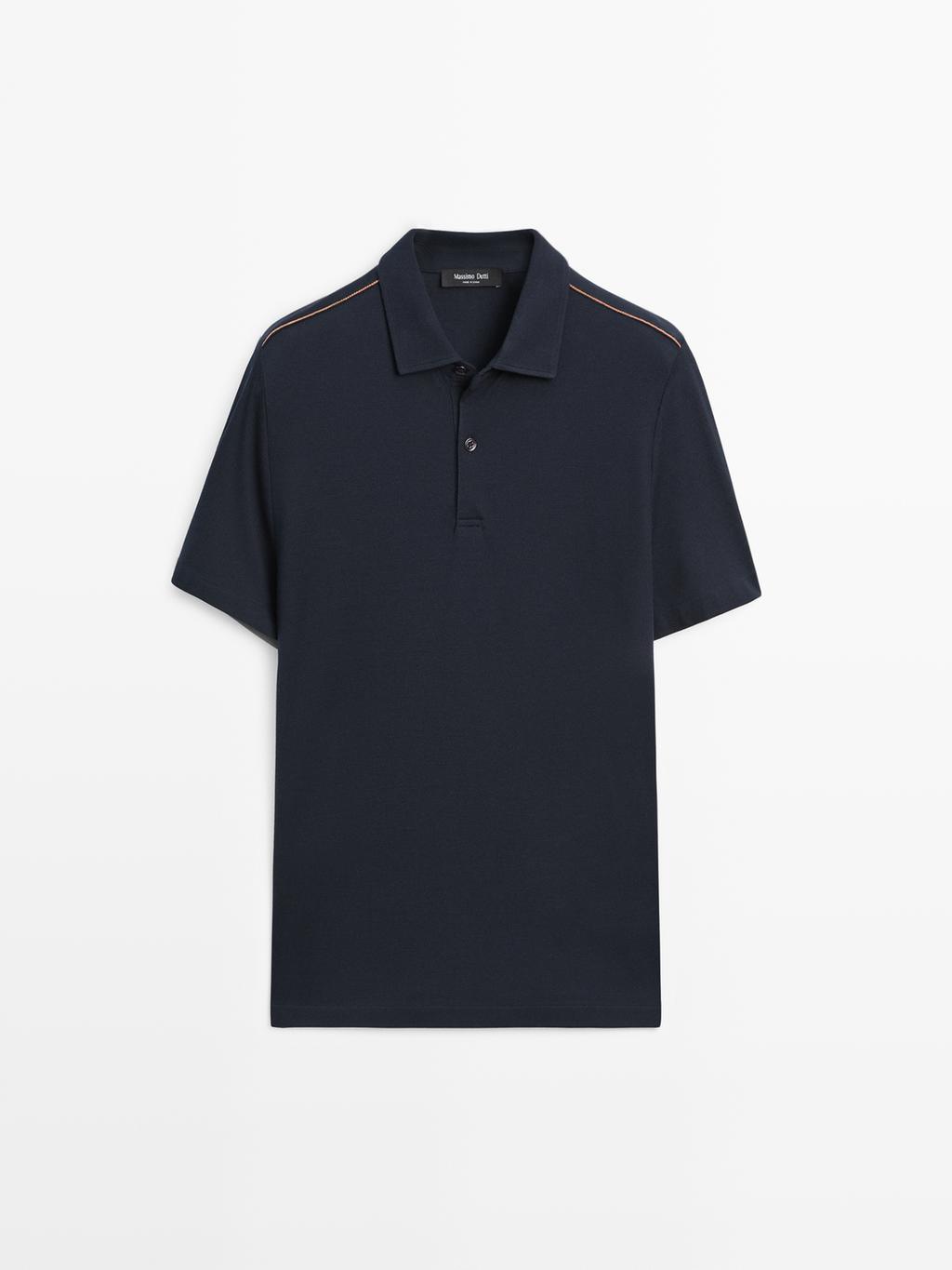 Short sleeve polo shirt with contrast seam detail