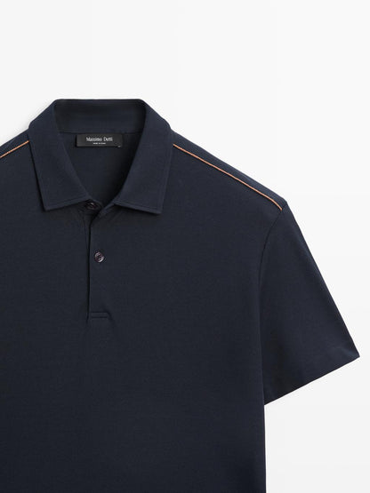 Short sleeve polo shirt with contrast seam detail
