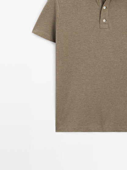 100% cotton melange short sleeve polo shirt