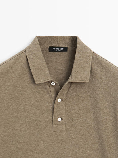 100% cotton melange short sleeve polo shirt