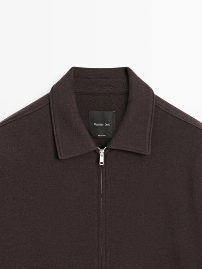 Short double wool blend jacket