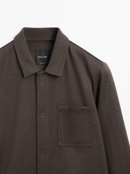 Snap-button overshirt with pocket detail