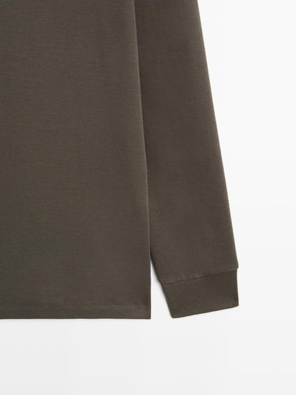 Zipped high neck polo shirt