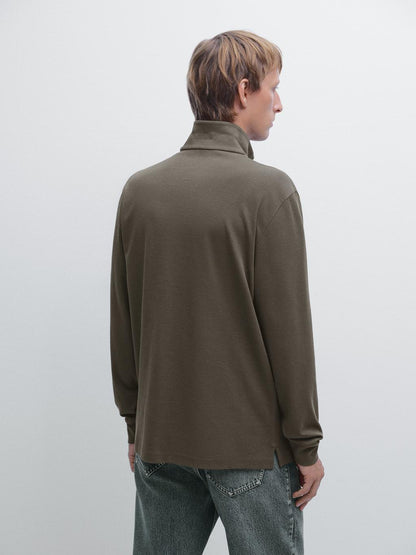 Zipped high neck polo shirt