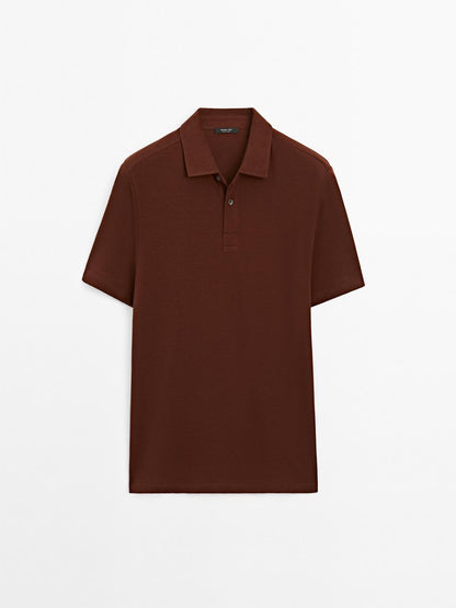 Cotton blend short sleeve polo shirt