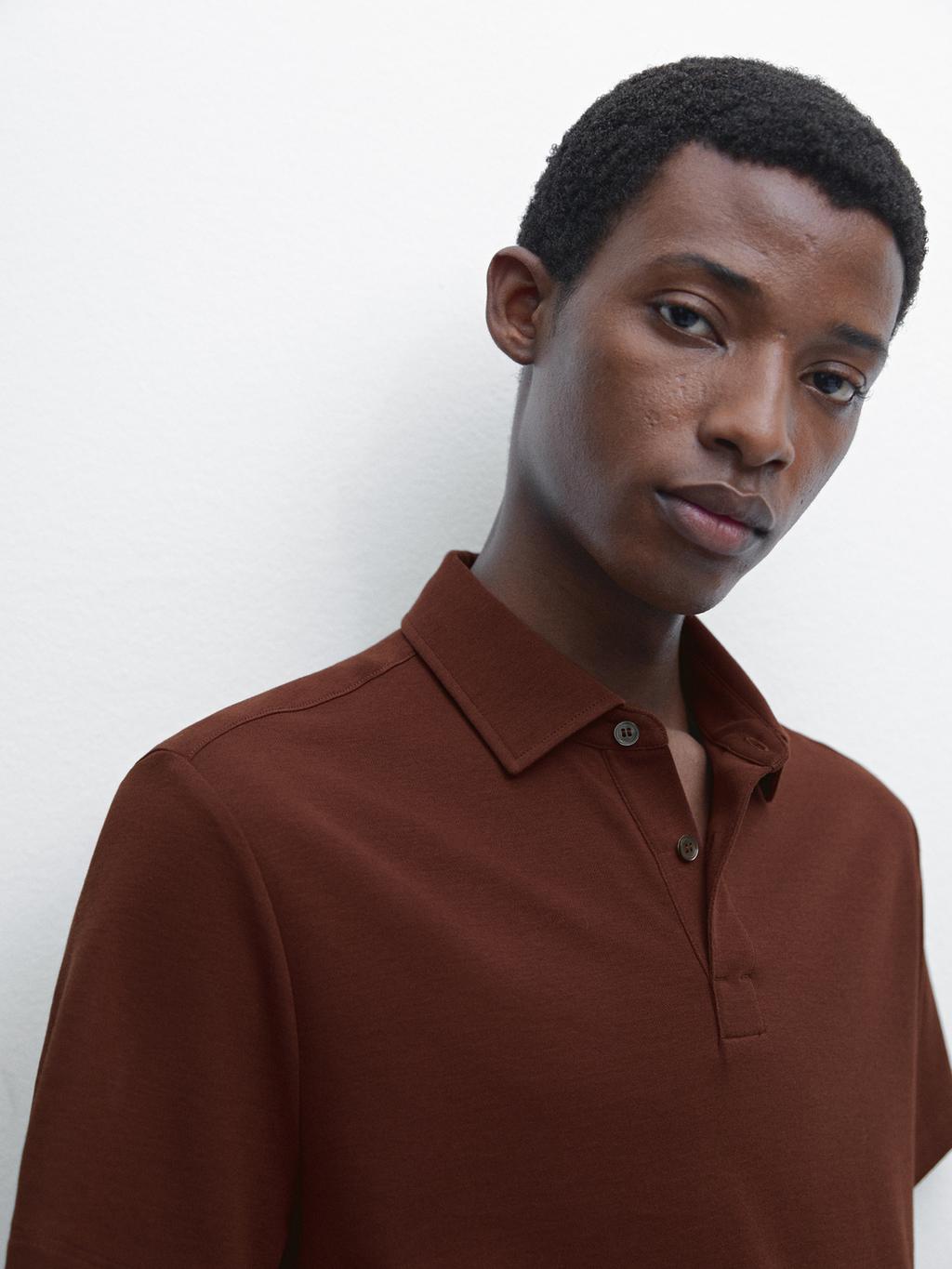 Cotton blend short sleeve polo shirt