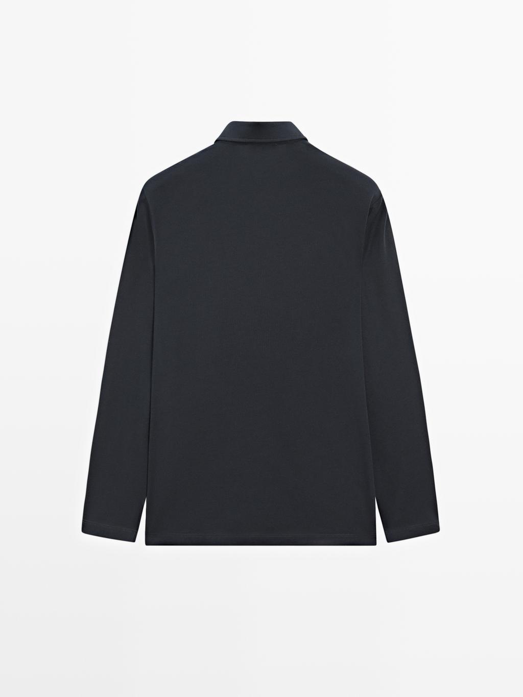 Wool blend knit polo sweater