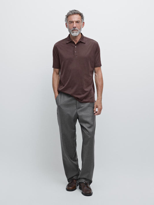 Short sleeve wool blend polo shirt