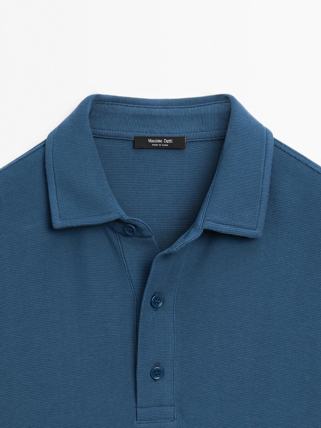 Textured short sleeve polo shirt