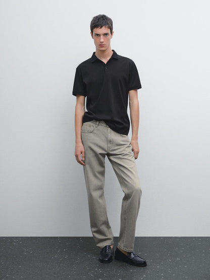 Short sleeve polo shirt with collar detail