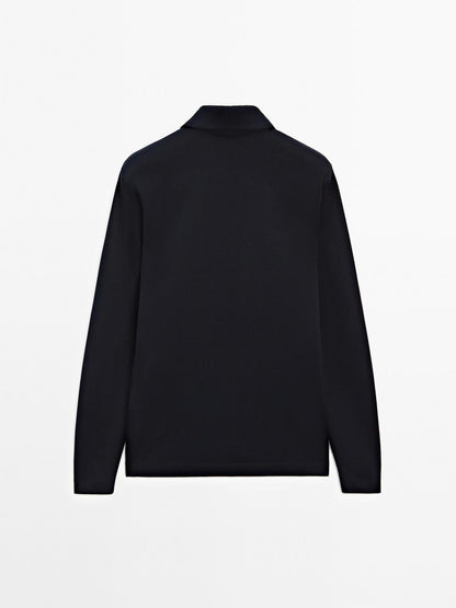 Mock neck quarter zip polo shirt