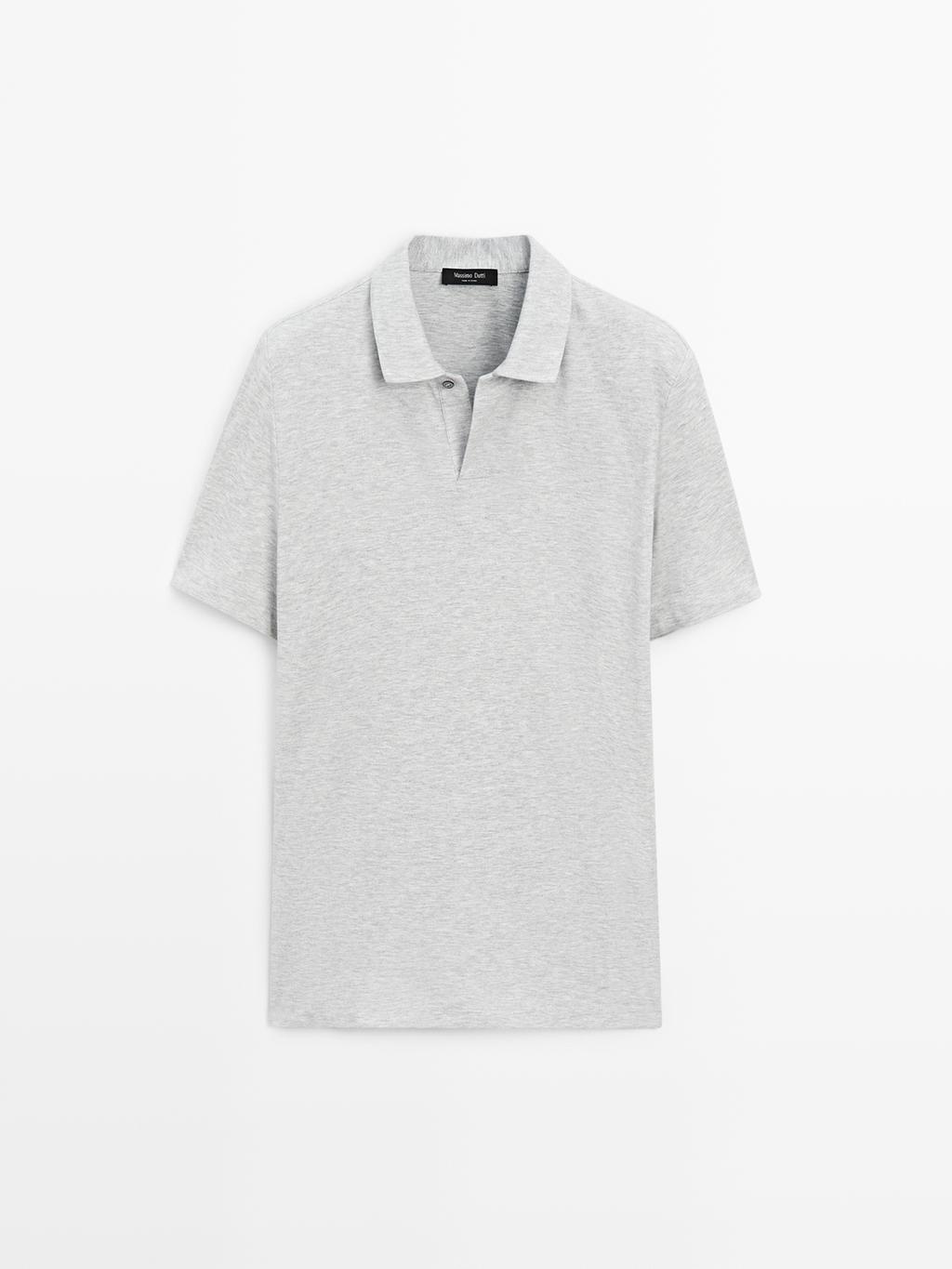Short sleeve melange polo shirt
