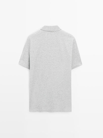 Short sleeve melange polo shirt