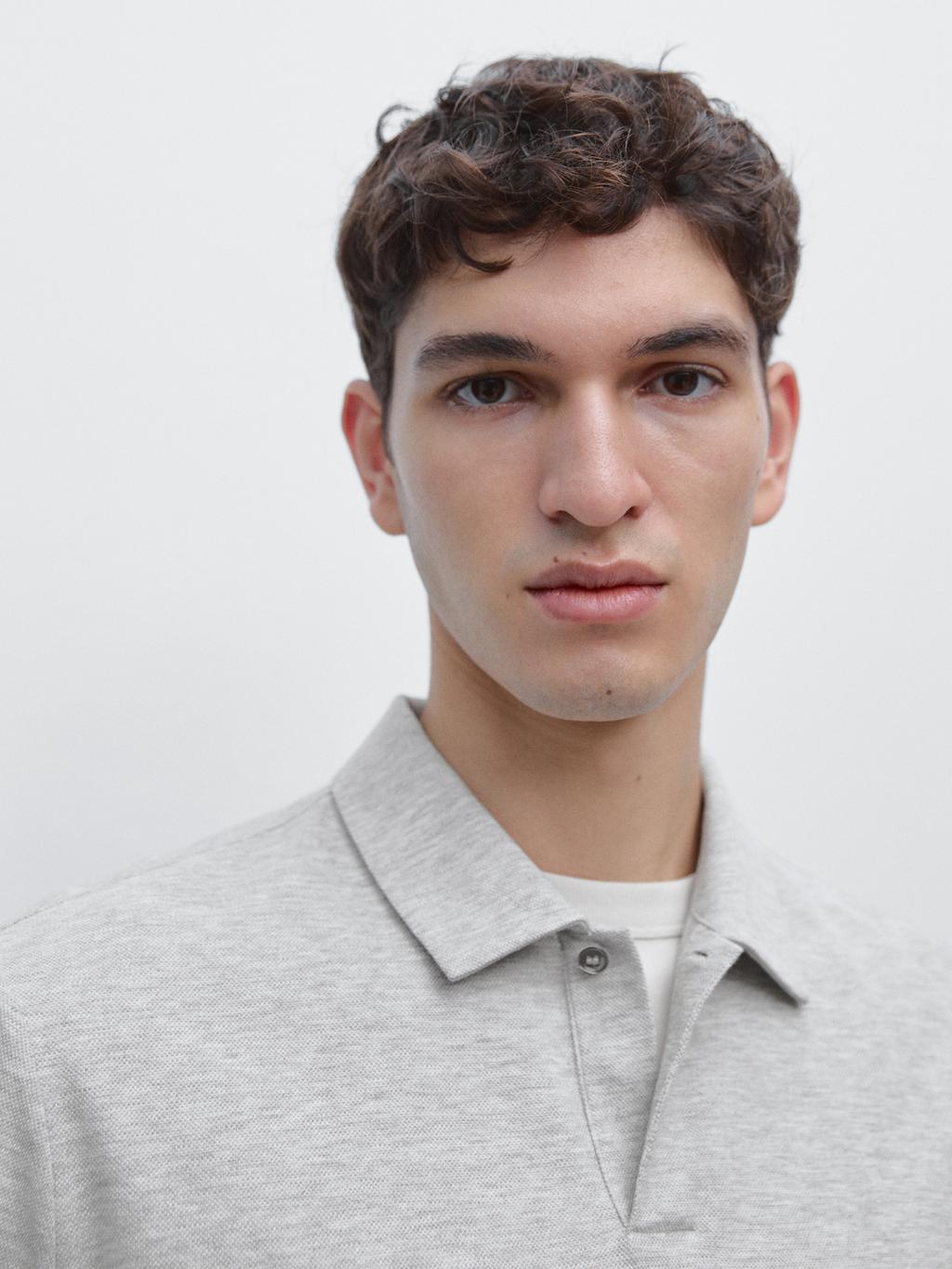 Short sleeve melange polo shirt