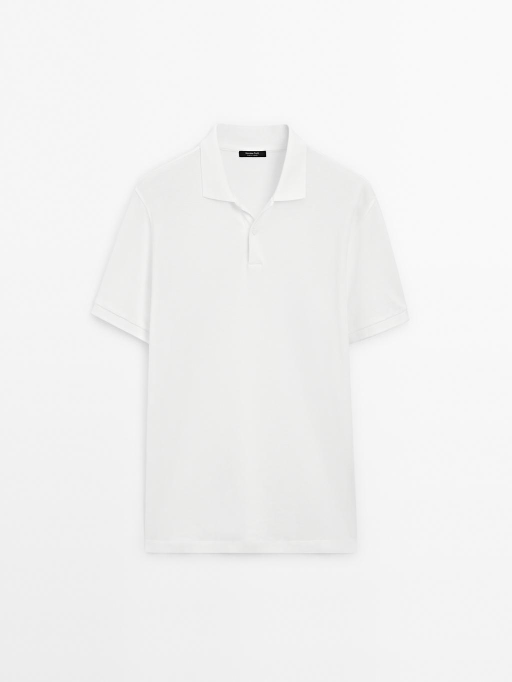 Micro textured pique cotton polo shirt