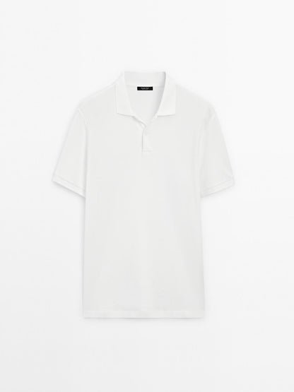 Micro textured pique cotton polo shirt