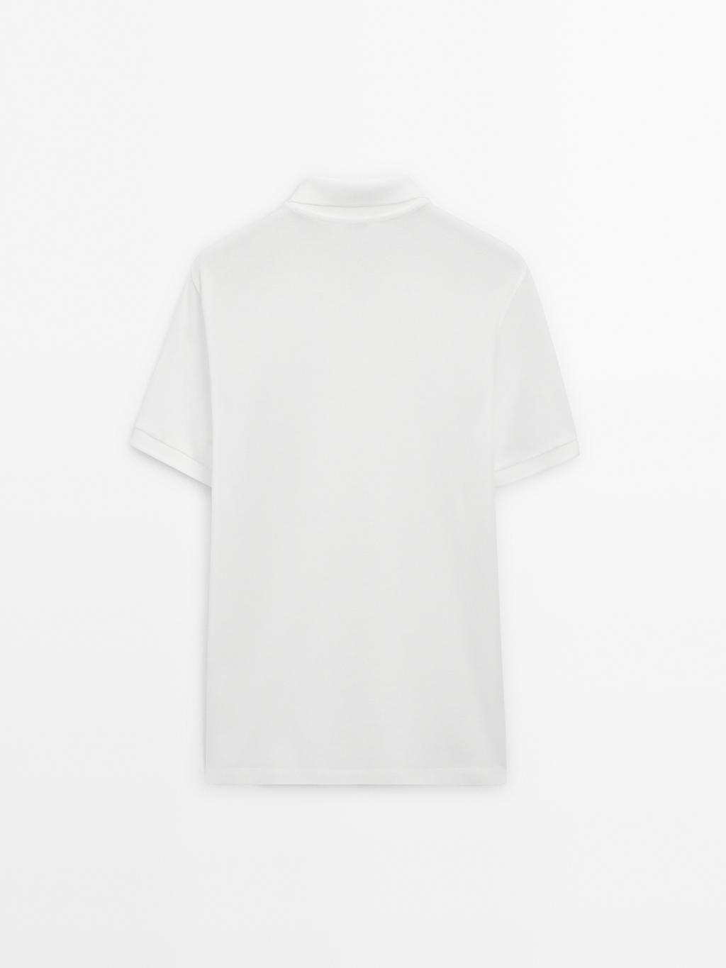 Micro textured pique cotton polo shirt