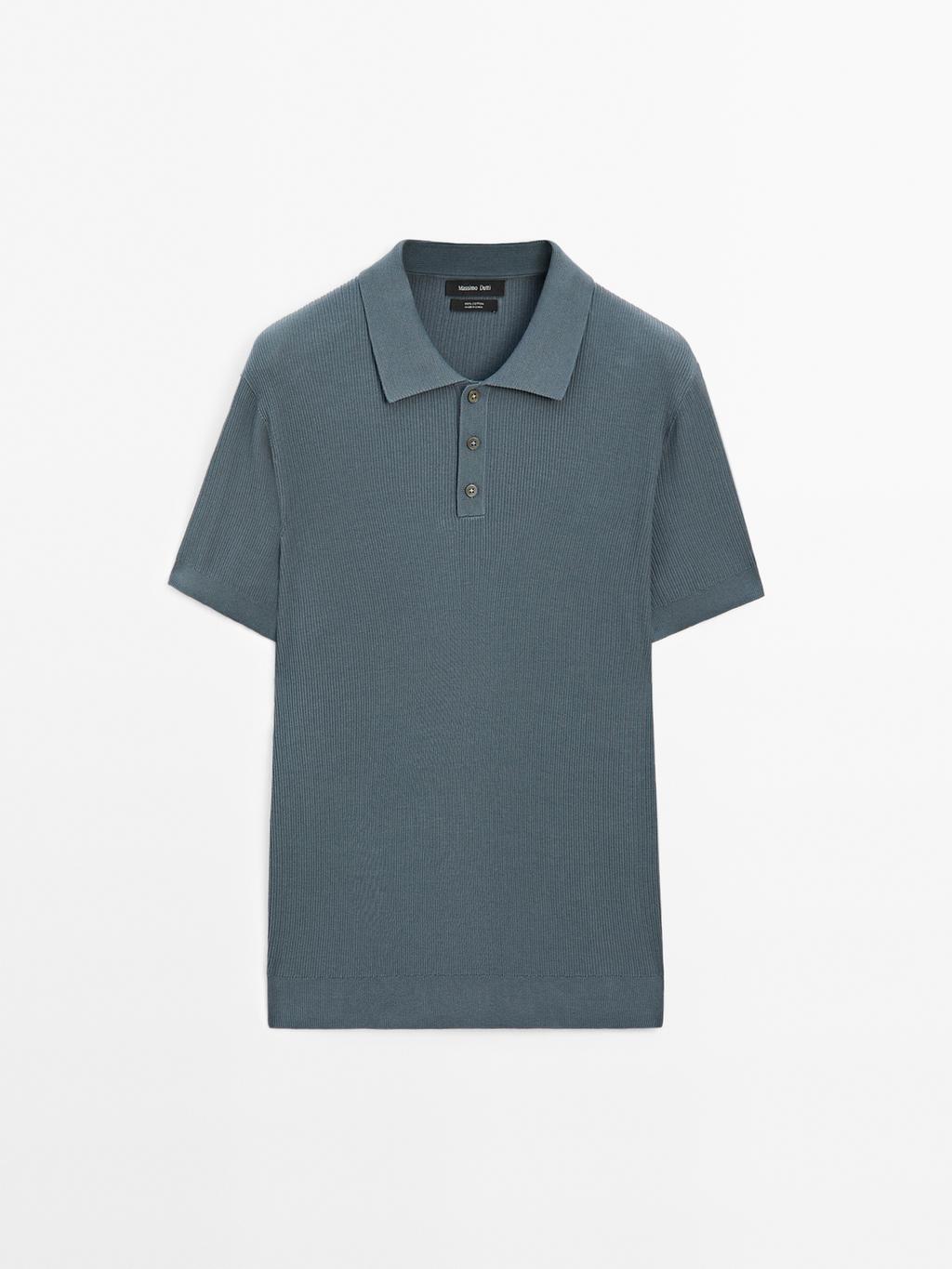 100% cotton ribbed knit polo shirt