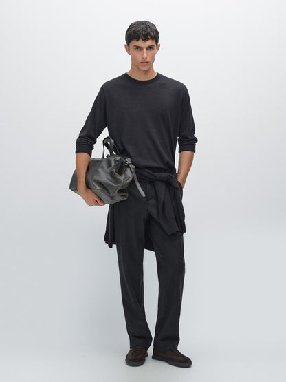 Knit 100% cashmere crew neck sweater