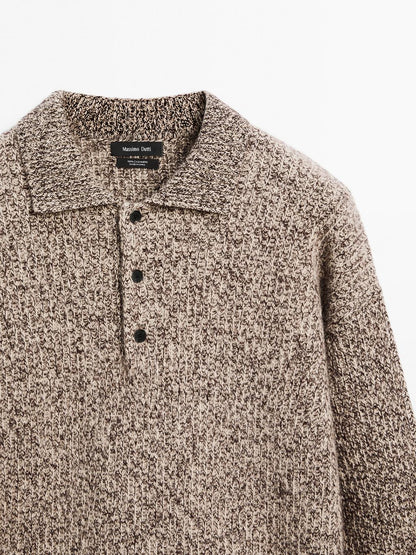 100% cashmere knit polo sweater