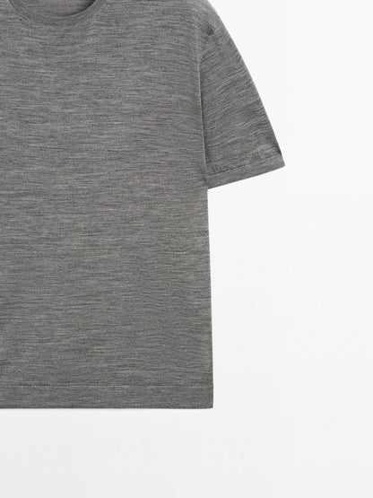 Short sleeve knit wool blend T-shirt