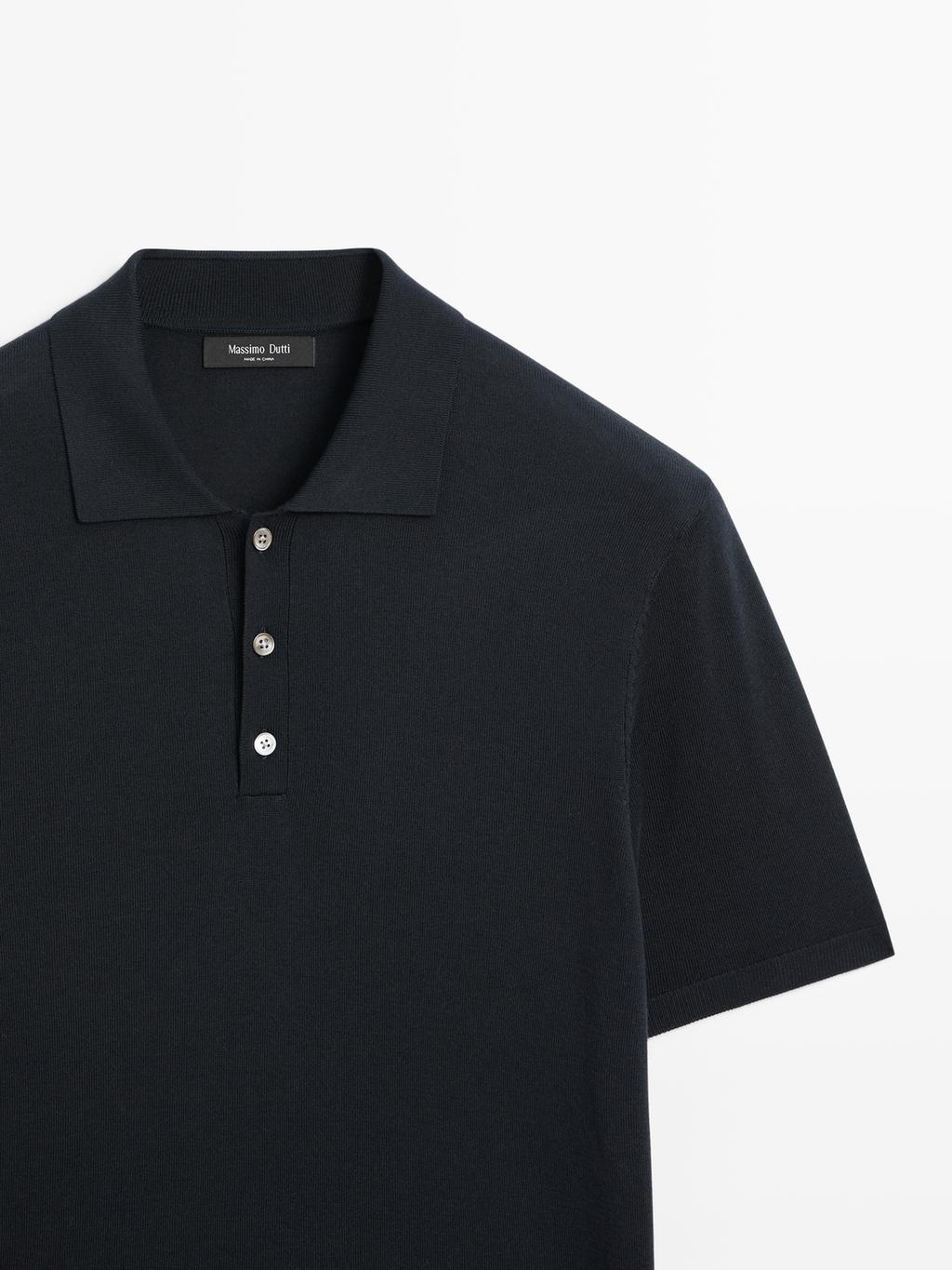 Cotton blend knit polo shirt