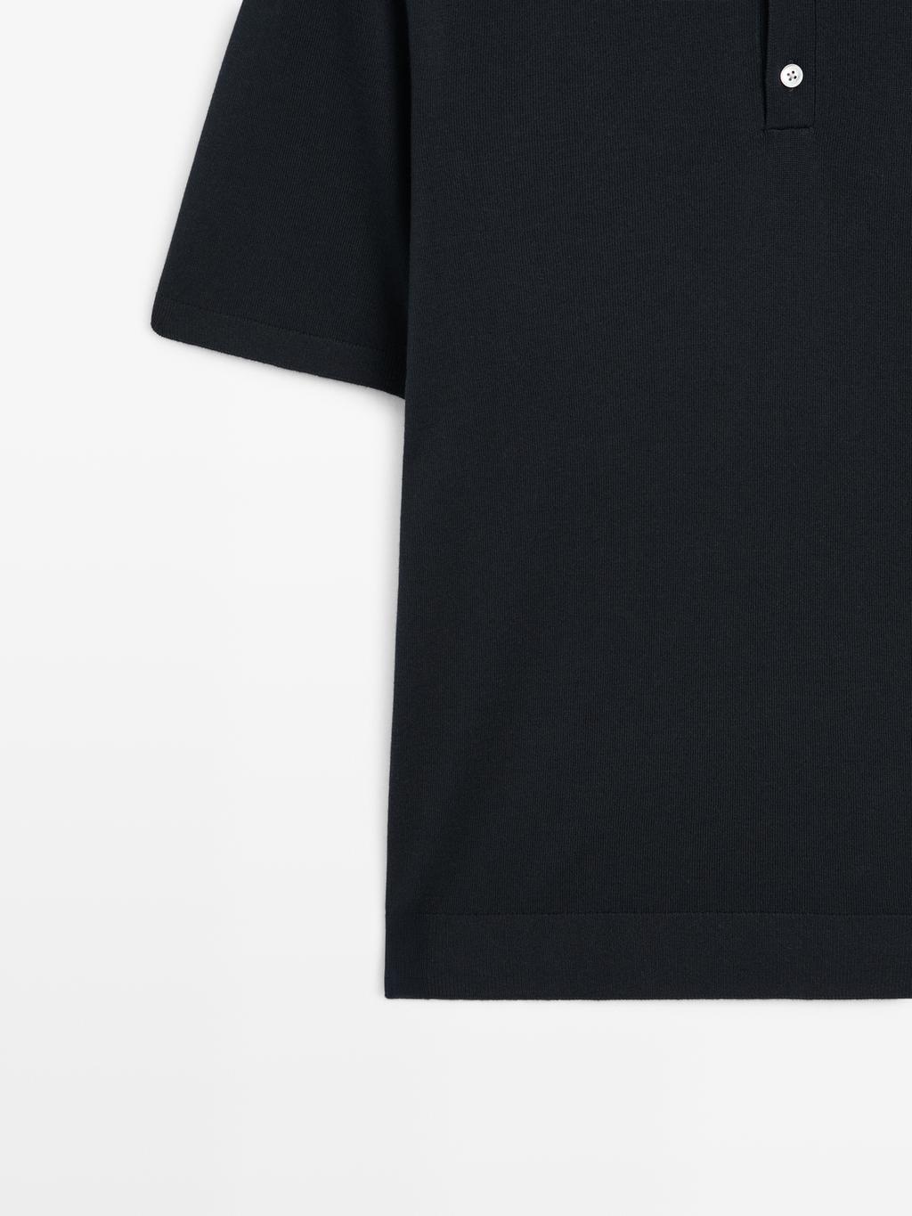 Cotton blend knit polo shirt