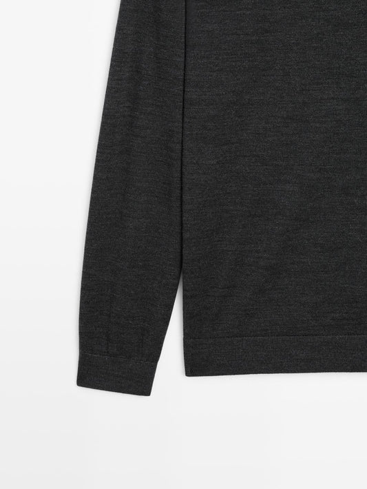 100% merino wool knit polo jumper