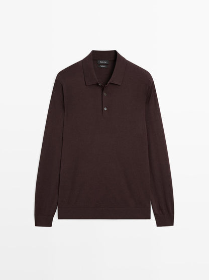 100% merino wool knit polo jumper