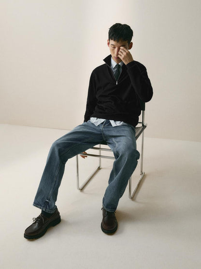 Quarter-zip knit sweater