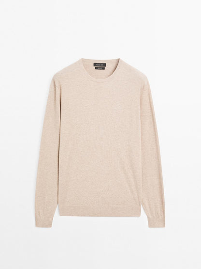 Long sleeve cotton knit sweater