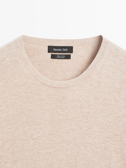 Long sleeve cotton knit sweater