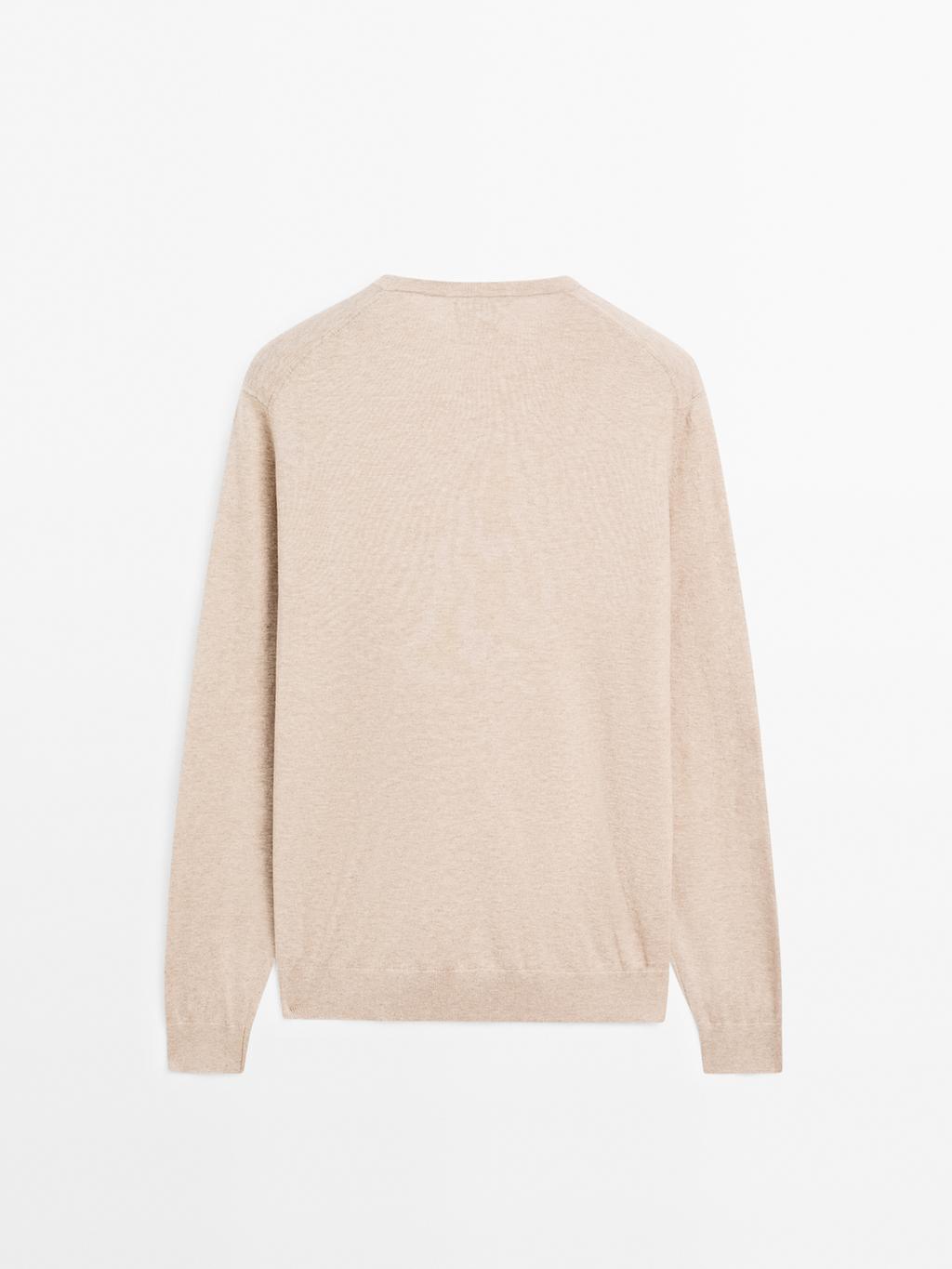 Long sleeve cotton knit sweater